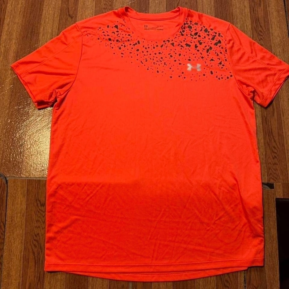 Under Armour Orange Heat Tech Retro Running Fitted Shirt Large